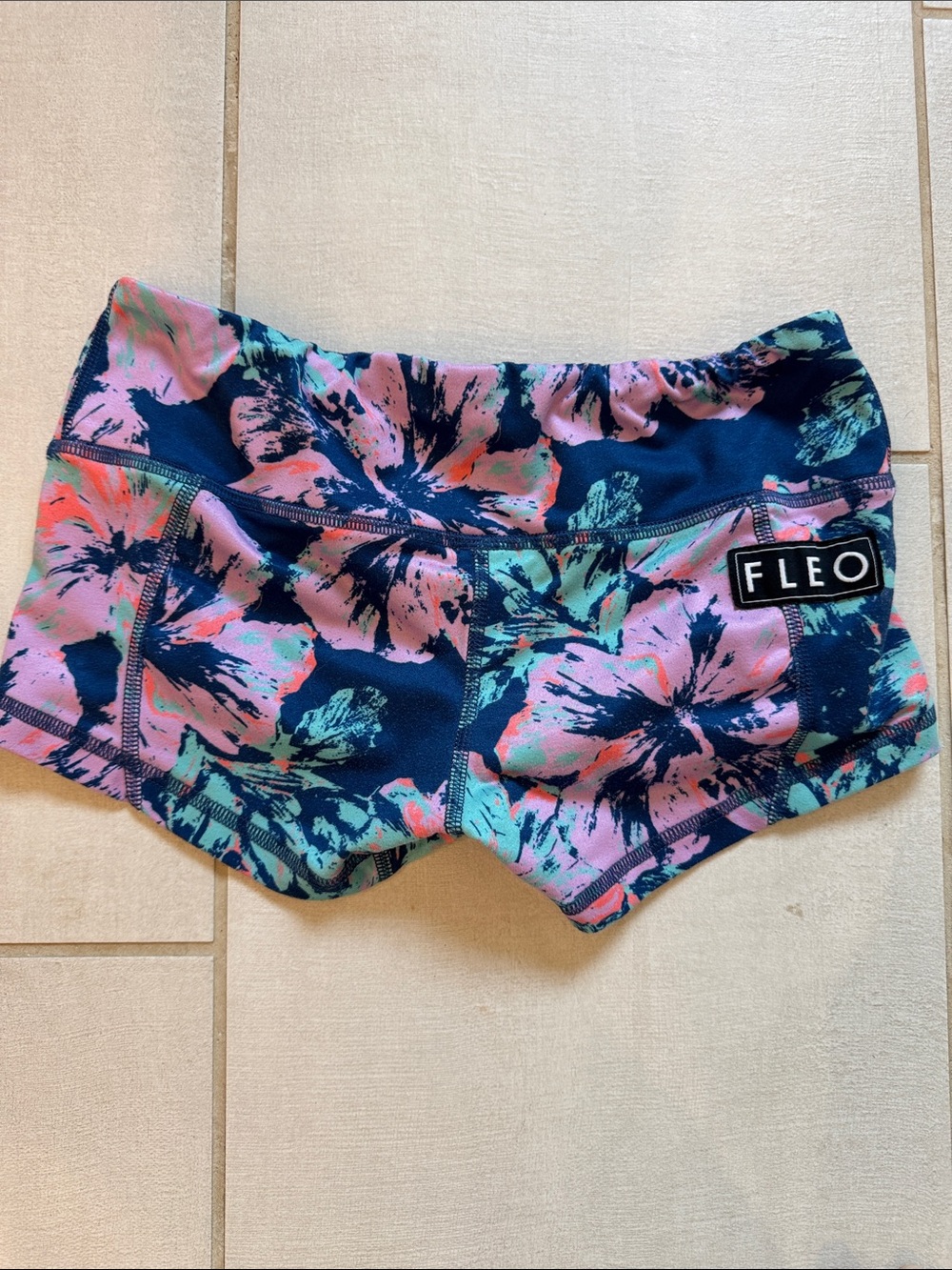 Fleo Navy Floral Athletic Shorts with Pink & Mint Accents